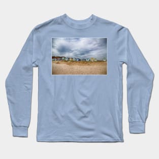 Stormy Skies and Beach Huts at Mudeford Long Sleeve T-Shirt